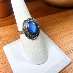 Blue Labradorite Ring - Size 7 - .925 Sterling SIlver